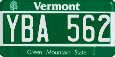 VT license plate YBA562