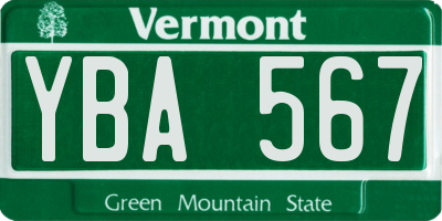 VT license plate YBA567