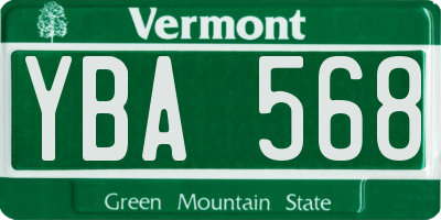 VT license plate YBA568