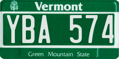 VT license plate YBA574