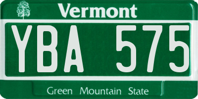 VT license plate YBA575