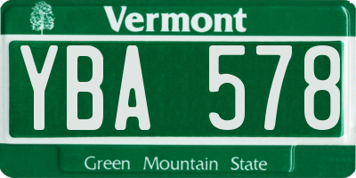 VT license plate YBA578
