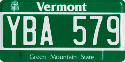 VT license plate YBA579