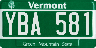 VT license plate YBA581
