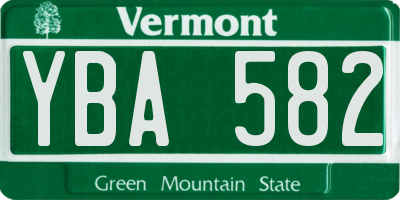 VT license plate YBA582