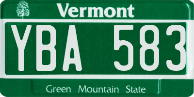 VT license plate YBA583