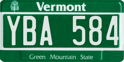 VT license plate YBA584