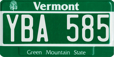VT license plate YBA585