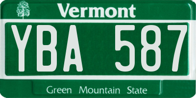 VT license plate YBA587