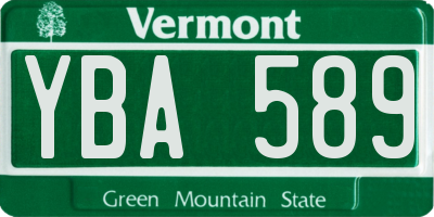 VT license plate YBA589