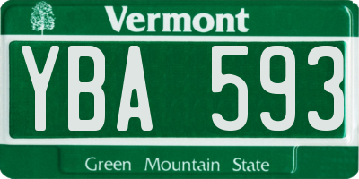 VT license plate YBA593