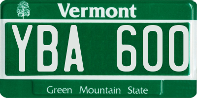 VT license plate YBA600