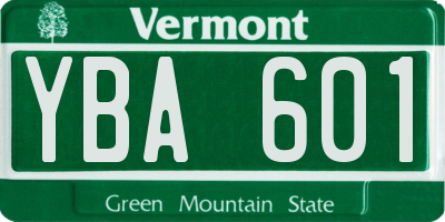 VT license plate YBA601