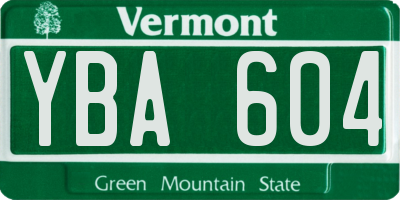 VT license plate YBA604