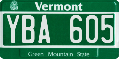 VT license plate YBA605