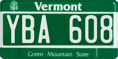 VT license plate YBA608