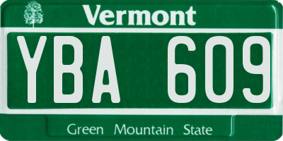 VT license plate YBA609