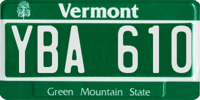 VT license plate YBA610