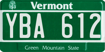 VT license plate YBA612