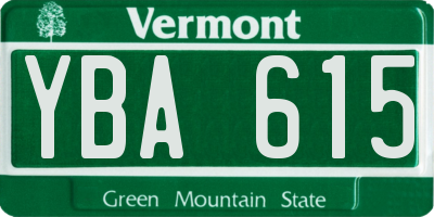 VT license plate YBA615