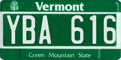 VT license plate YBA616