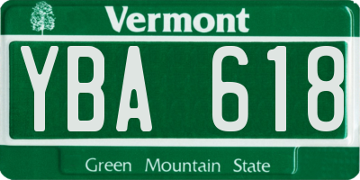 VT license plate YBA618