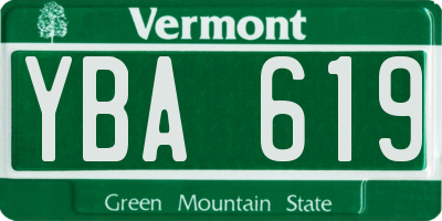 VT license plate YBA619