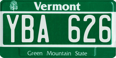 VT license plate YBA626