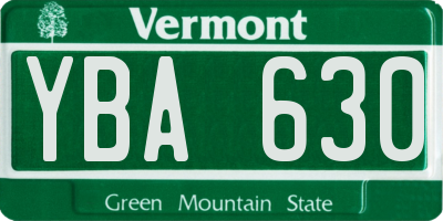 VT license plate YBA630