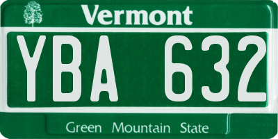 VT license plate YBA632
