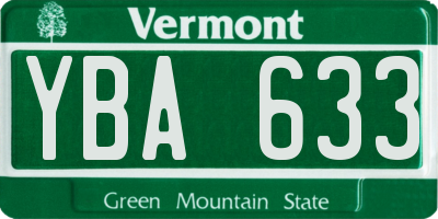 VT license plate YBA633