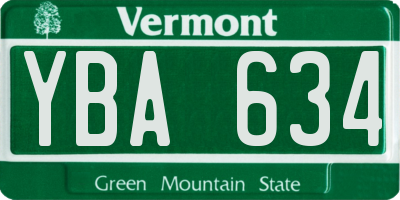 VT license plate YBA634