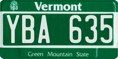 VT license plate YBA635