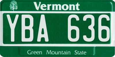 VT license plate YBA636