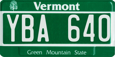 VT license plate YBA640