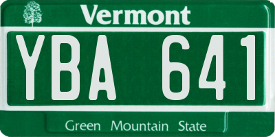 VT license plate YBA641
