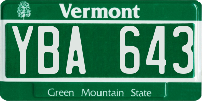 VT license plate YBA643