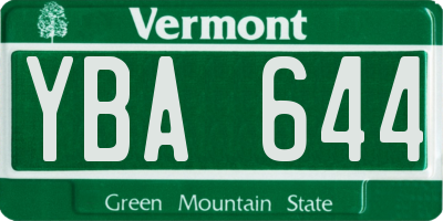 VT license plate YBA644
