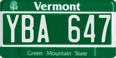VT license plate YBA647