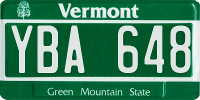 VT license plate YBA648