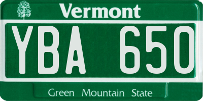 VT license plate YBA650