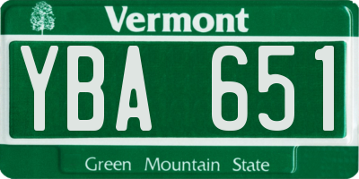 VT license plate YBA651