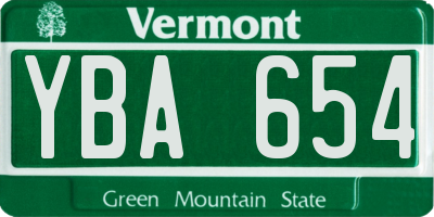VT license plate YBA654