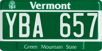 VT license plate YBA657