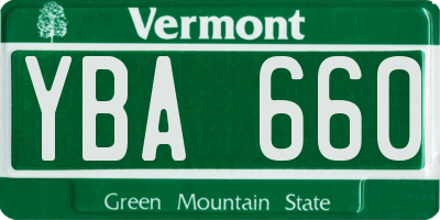 VT license plate YBA660