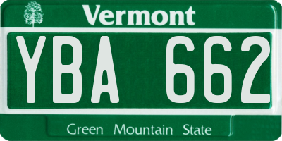 VT license plate YBA662