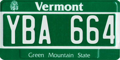 VT license plate YBA664