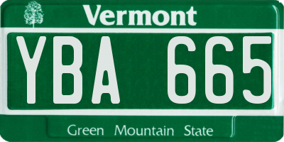 VT license plate YBA665