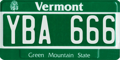 VT license plate YBA666
