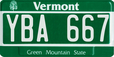 VT license plate YBA667